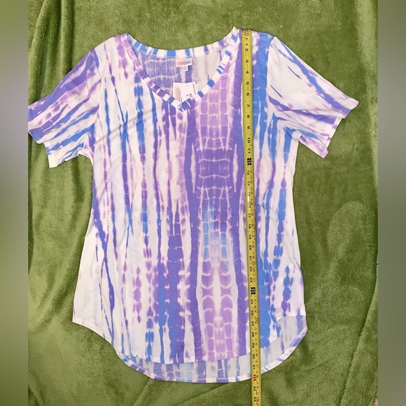 🔲LULAROE Blue Purple & Lavender Print Dress "IRIS" size Large - Picture 5 of 7